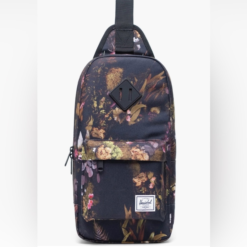 HERSCHEL Heritage Mini Backpack Black Floral Print 9L Gothic/Winter Flowers OS - Picture 1 of 1